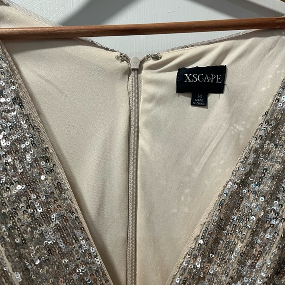 Xscape Sparkling Silver Sequin Dress - Picture 5 of 8